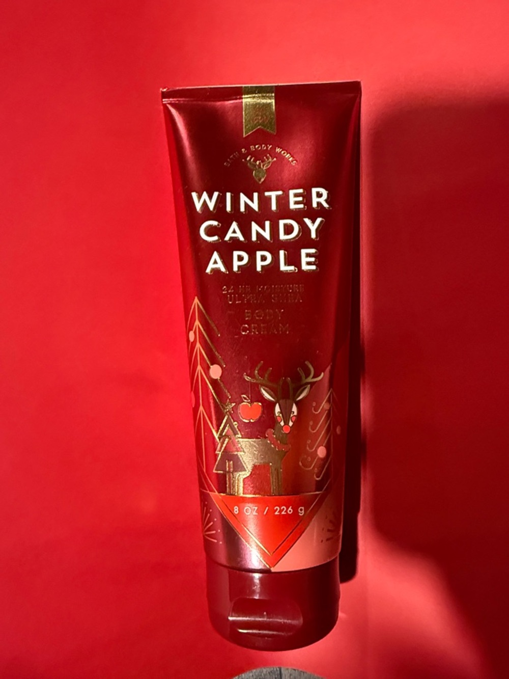 The Body Shop Winter Candy Apple Body Cream - Red with Gold Accents